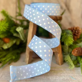 1.5" Blue Spring Dots Wired Ribbon, Farrisilk Ribbon