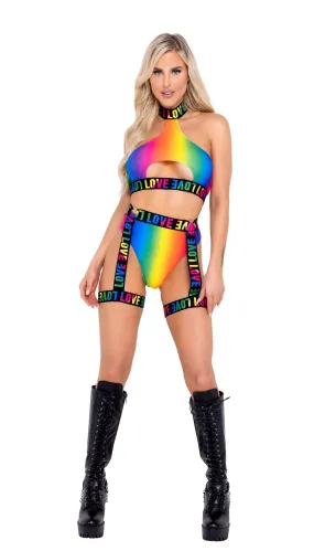 6138 - Pride Rainbow Halter Neck Keyhole Top