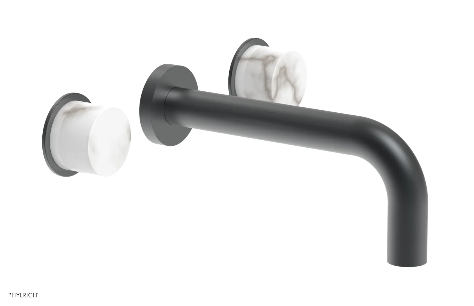 BASIC II Wall Tub Set, White Marble Handles 230-58