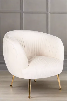 Beatrice Draped Lounge Armchair in Off White