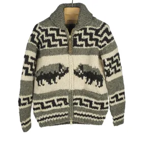 Bison hand-knit Cowichan cardigan, 6-ply wool (restock)