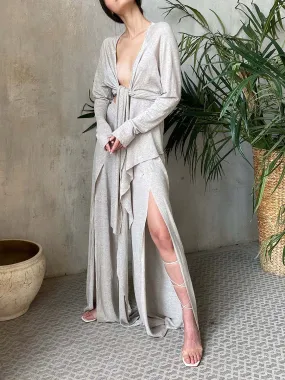 Deep V Long Sleeve Irregular Hem Women's Suit