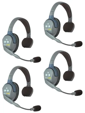 Eartec UL4S UltraLITE Full Duplex Wireless Headset Communication for 4 Users - 4 Single Ear Headsets