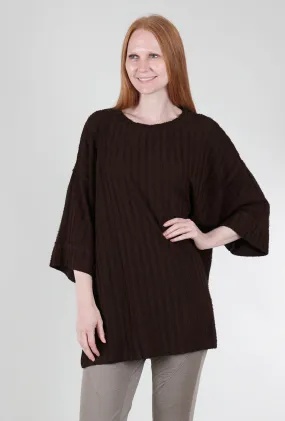 Frayed Stripe Pocket Tunic, Mahogany