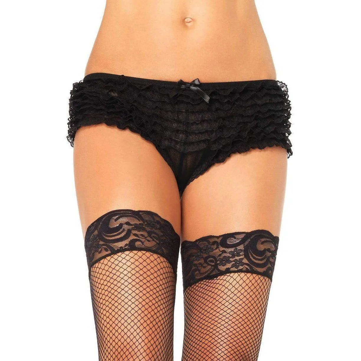 Micromesh Lace Ruffle Tanga Shorts