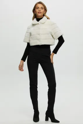 Reversible Shearling Lamb Bolero with Cropped Sleeves