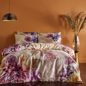 Saffa Floral 100% Cotton Duvet Cover Set Orange/Peony