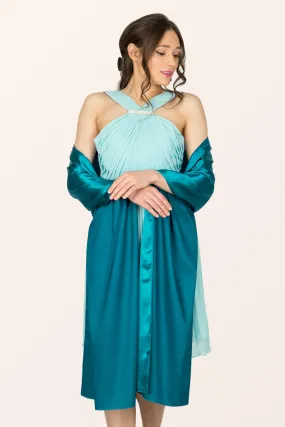 Satin Shawl - Teal Blue