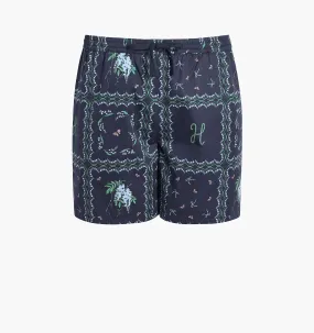 The Leo Short - Navy Floral Patchwork Cotton Sateen