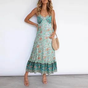 Women's bohemian floral maxi dress